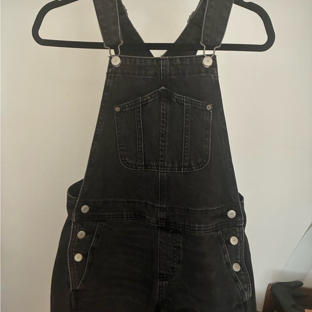 Old Navy Black Denim Overalls with Front Bib